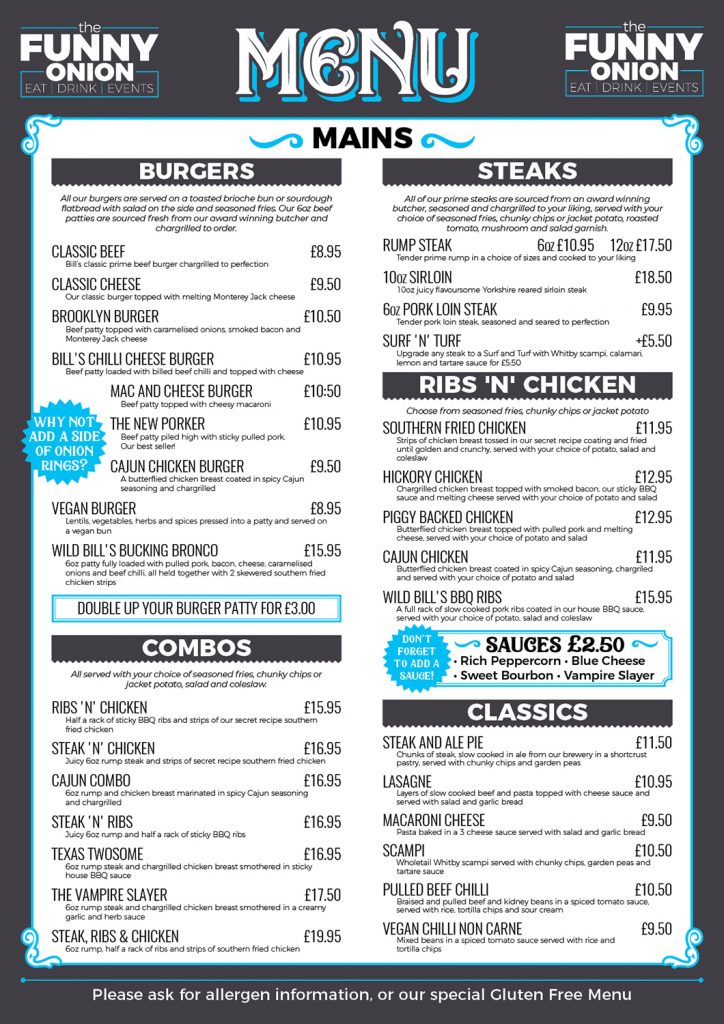 Menu The Funny Onion